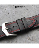 Watchstrap Hirsch GEORGE black and red stich 20mm on black rubber