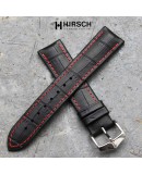 Watchstrap Hirsch GEORGE black and red stich 20mm on black rubber