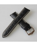 Watchstrap Hirsch Modena black 18mm white stiches