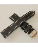 Watchstrap Hirsch Liberty black 18mm white stiches