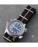 Bracelet de montre NATO 20mm Noir filet blanc rouge