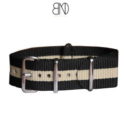 NATO Strap Black beige black 20mm