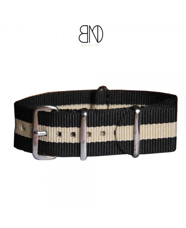 NATO Strap Black beige black 20mm NATO Strap Black beige black 20mm