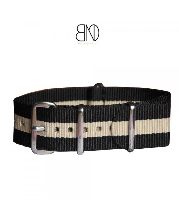 NATO Strap Black beige black 20mm