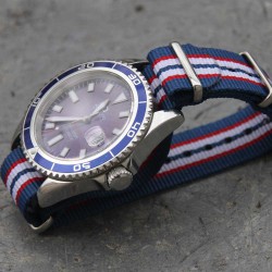 NATO Strap slim line blue white red 20mm