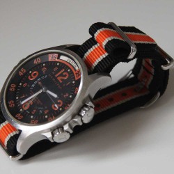 NATO rayé 20mm Noir Beige Orange