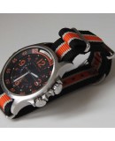 NATO rayé 20mm Noir Beige Orange