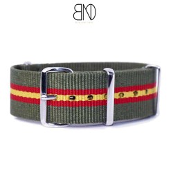 NATO Strap Kaki with lines red and yellow 22mm