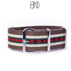 NATO Strap slim line brown green red 20mm