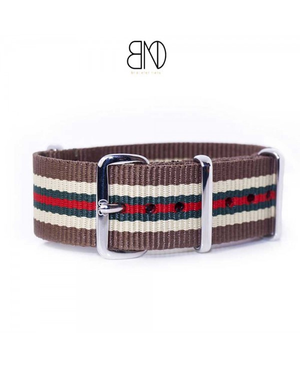 NATO Strap slim line brown green red 20mm