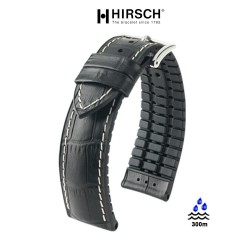 Watchstrap Hirsch GEORGE black 20mm and black rubber