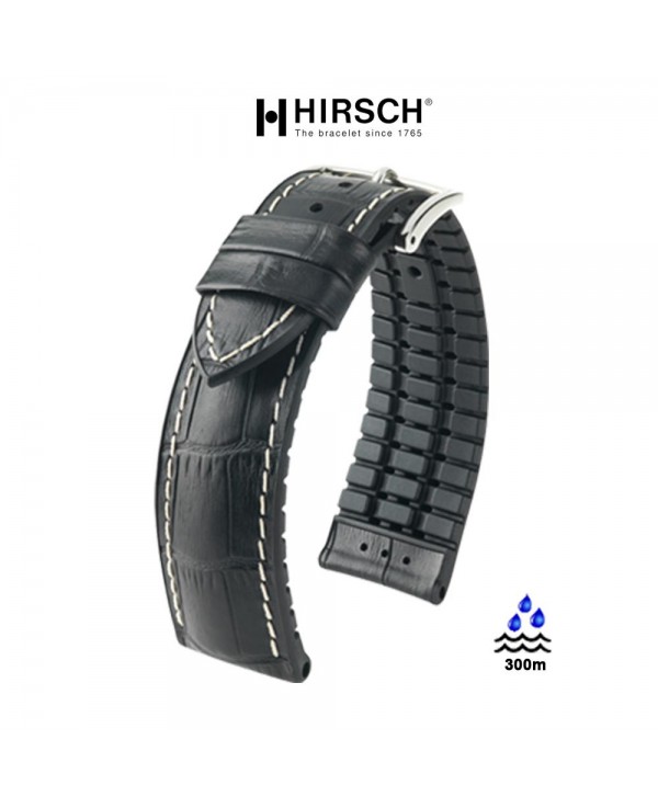 Watchstrap Hirsch GEORGE black 20mm and black rubber