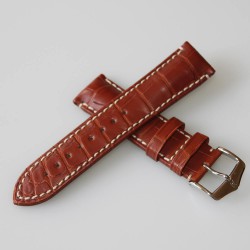 Bracelet Hirsch Viscount Alligator Marron doré 20mm 