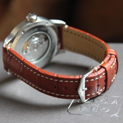 Bracelet Hirsch Viscount Alligator Marron doré 20mm 