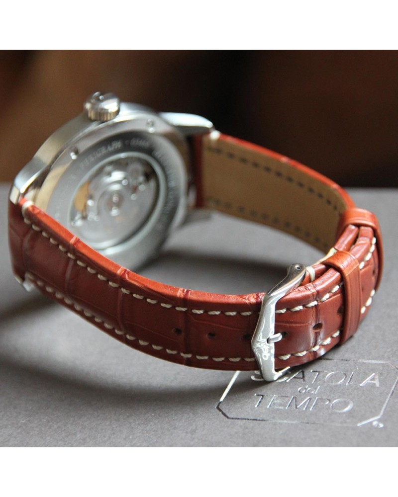 Bracelet Hirsch Viscount Alligator Marron doré 20mm 