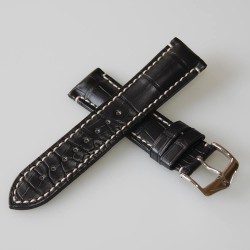 Bracelet Hirsch Viscount Alligator noir 20mm 