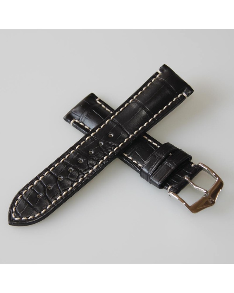 Bracelet Hirsch Viscount Alligator noir 20mm 