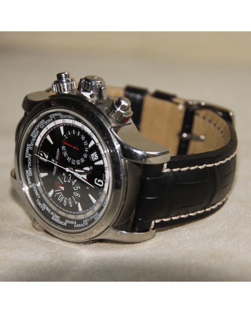 Bracelet Hirsch Viscount Alligator noir 20mm 