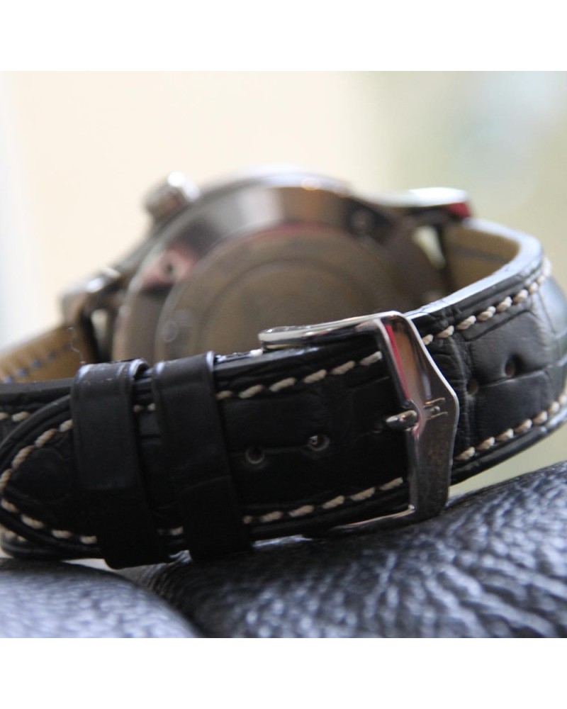 Bracelet Hirsch Viscount Alligator noir 20mm 