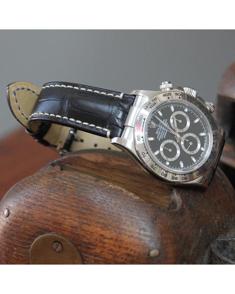 Bracelet Hirsch capitano Alligator noir 20mm