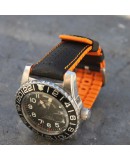 Bracelet Hirsch ROBBY Caoutchouc Orange 24mm Cuir Noir