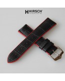 Bracelet Hirsch Andy Caoutchouc Rouge 20mm Cuir Noir