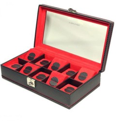 Coffret 10 montres Carbon Noir intérieur Rouge