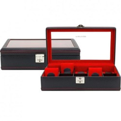 Coffret 10 montres Carbon Noir intérieur Rouge