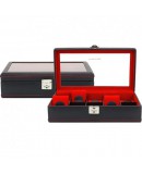 Coffret 10 montres Carbon Noir intérieur Rouge