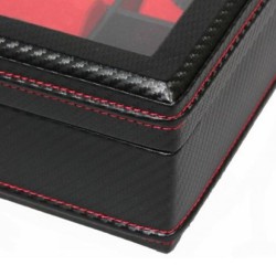 Coffret 10 montres Carbon Noir intérieur Rouge