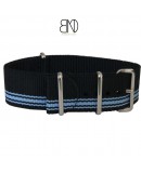 Bracelet NATO Noir Bleu Alpine