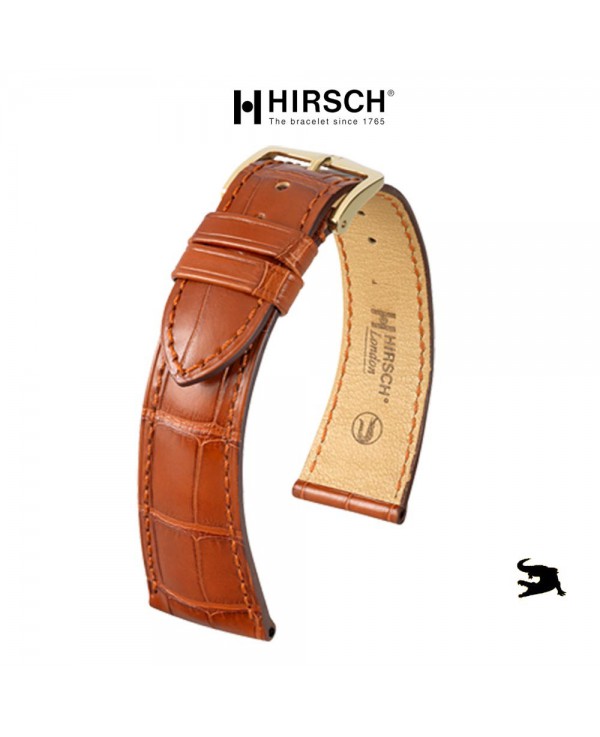 Watchstrap Hirsch London Gold Brown 20mm Alligator