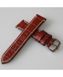 Watchstrap Hirsch KNIGHT gold brown 20mm white stiches