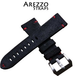 Arezzo Strap HORSEMAN 22mm Nubuck Noir couture rouge 