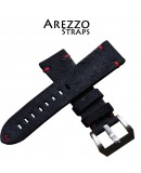 Arezzo Strap HORSEMAN 22mm Nubuck Noir couture rouge 