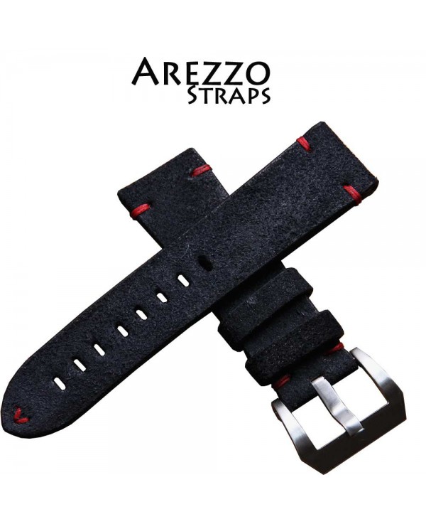 Arezzo Strap HORSEMAN 24mm Nubuck noir couture rouge
