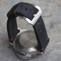 Watchstrap Arezzo HORSEMAN 24mm Horse Leather black red stiches