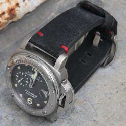 Watchstrap Arezzo HORSEMAN 24mm Horse Leather black red stiches