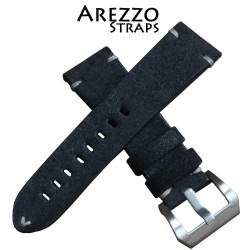 Arezzo Strap HORSEMAN 24mm Nubuck noir couture blanche