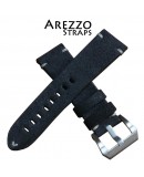 Arezzo Strap HORSEMAN 24mm Nubuck noir couture blanche