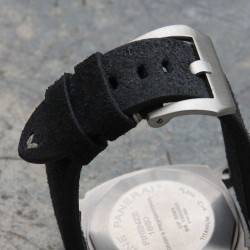 Arezzo Strap HORSEMAN 24mm Nubuck noir couture blanche