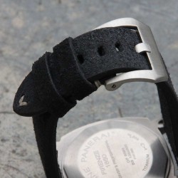 Watchstrap Arezzo HORSEMAN 24mm Horse Leather black white stiches