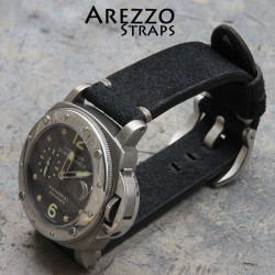 Arezzo Strap HORSEMAN 24mm Nubuck noir couture blanche