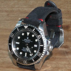 Watchstrap Arezzo HORSEMAN 20mm Black red stich