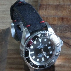 Watchstrap Arezzo HORSEMAN 20mm Black red stich