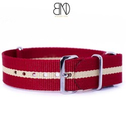 Bracelet NATO 20mm rouge filet sable