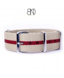 Bracelet NATO 20mm beige filet rouge