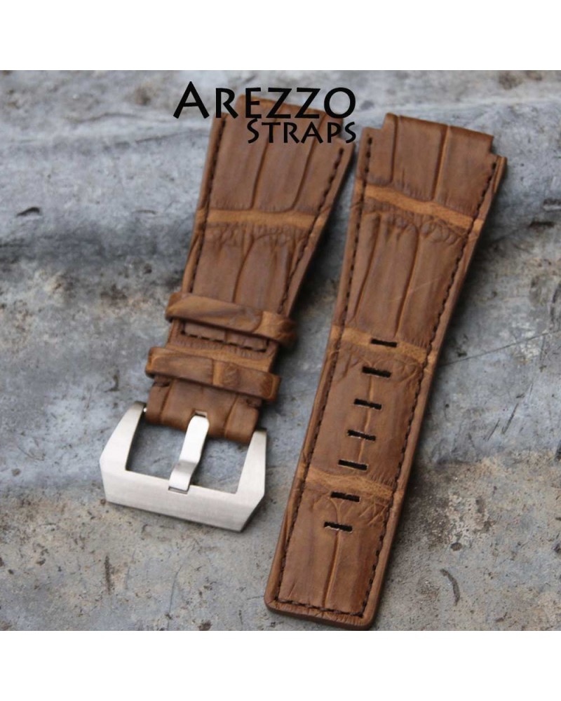 Watchstrap Arezzo Alligator for BR03 BR01 brown