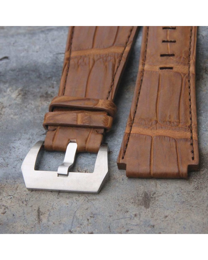 Watchstrap Arezzo Alligator for BR03 BR01 brown