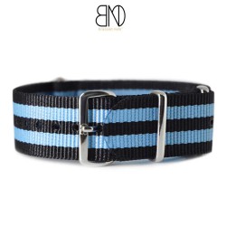 Bracelet NATO 20mm James Bond Noir Bleu